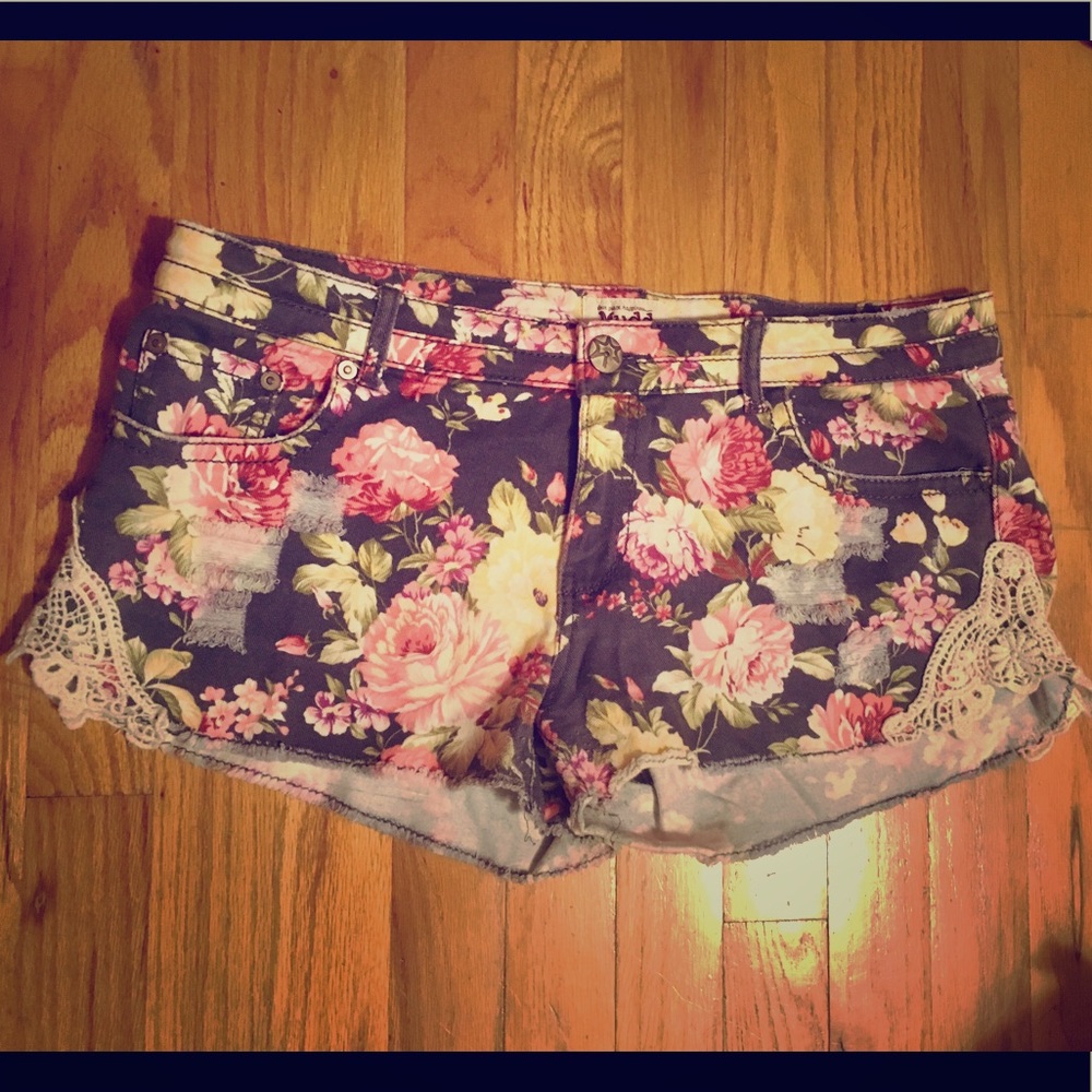 Floral print denim shirts